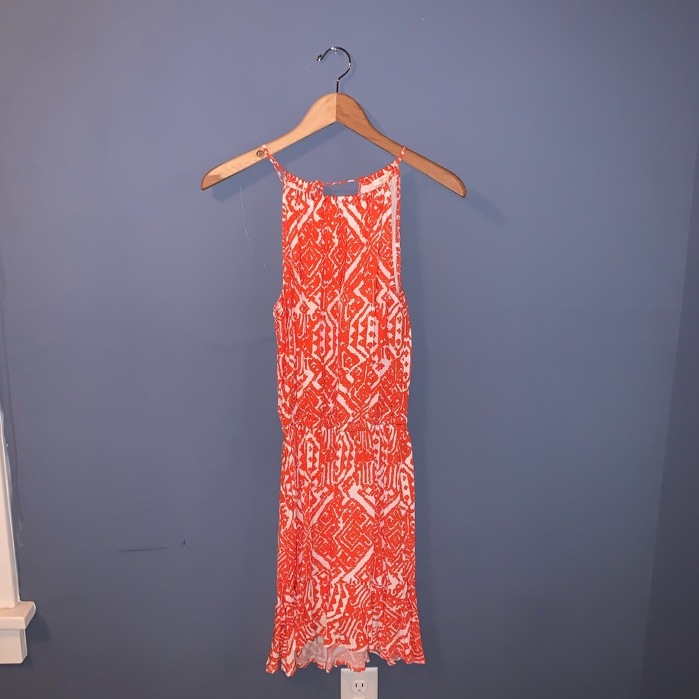 Anthropologie Ella Moss Orange/White Print Dress Size XS